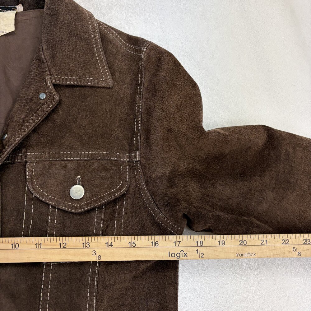 Zebra Leather Women's Brown Suede Snap Jacket Size M - Picture 9 of 10